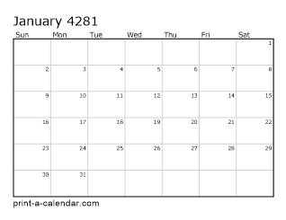 4281 Monthly Calendar