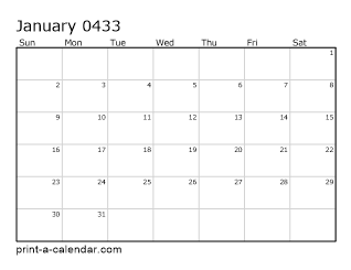 433 Monthly Calendar