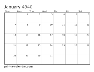 4340 Monthly Calendar