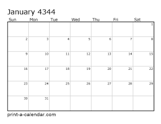 4344 Monthly Calendar