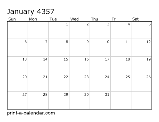 4357 Monthly Calendar