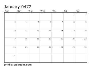 472 Monthly Calendar
