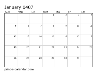 487 Monthly Calendar