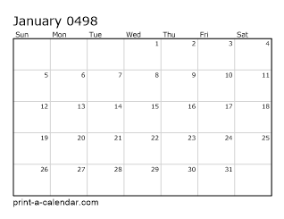 498 Monthly Calendar