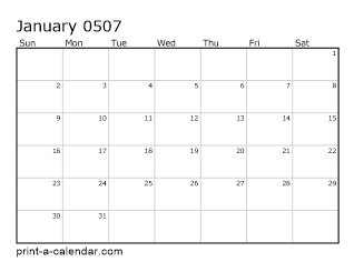507 Monthly Calendar