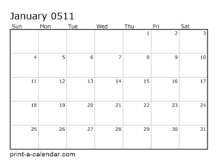 511 Monthly Calendar