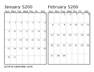 Two Horizontal Months 5200