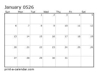526 Monthly Calendar