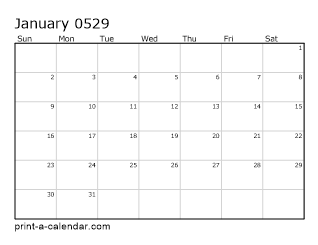 529 Monthly Calendar