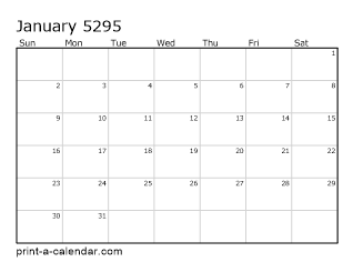 5295 Monthly Calendar