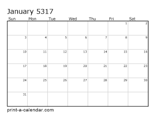 5317 Monthly Calendar