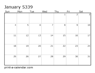 5339 Monthly Calendar