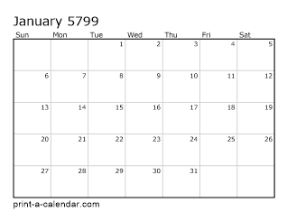 5799 Monthly Calendar