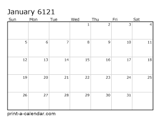 6121 Monthly Calendar