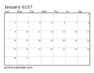 6157 Monthly Calendar