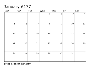 6177 Monthly Calendar