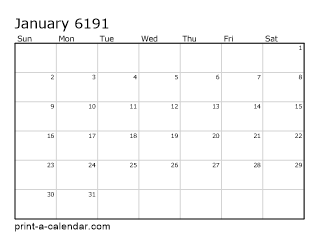 6191 Monthly Calendar