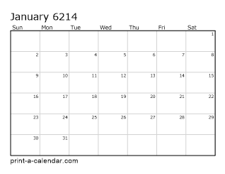 6214 Monthly Calendar