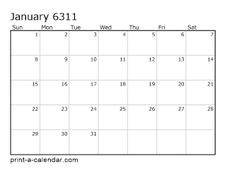 6311 Monthly Calendar