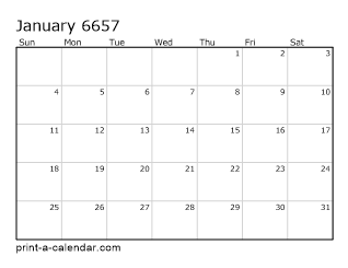 6657 Monthly Calendar