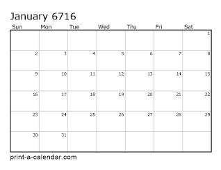 6716 Monthly Calendar