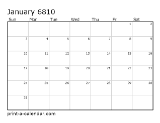 6810 Monthly Calendar