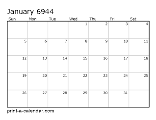 6944 Monthly Calendar