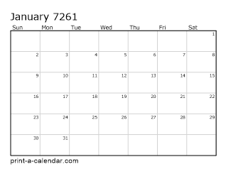 7261 Monthly Calendar