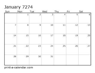 7274 Monthly Calendar