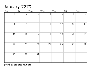 7279 Monthly Calendar