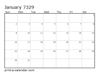 7329 Monthly Calendar