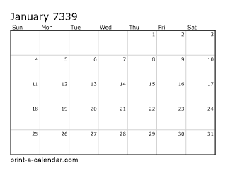 7339 Monthly Calendar