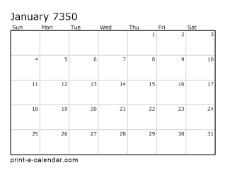 7350 Monthly Calendar