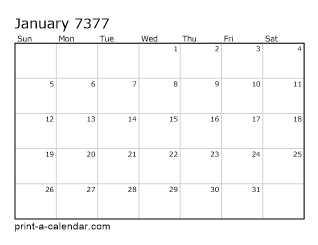 7377 Monthly Calendar