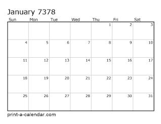 7378 Monthly Calendar