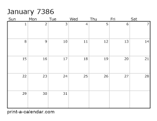 7386 Monthly Calendar
