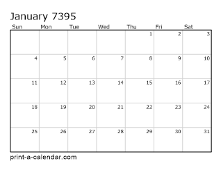 7395 Monthly Calendar