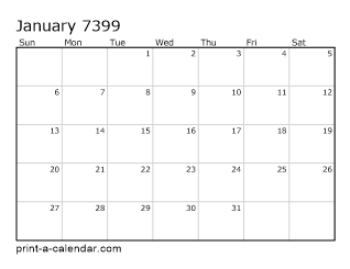 7399 Monthly Calendar