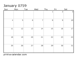 759 Monthly Calendar