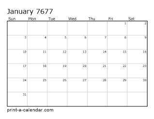 7677 Monthly Calendar