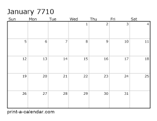 7710 Monthly Calendar