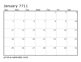 7711 Monthly Calendar