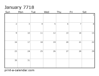 7718 Monthly Calendar