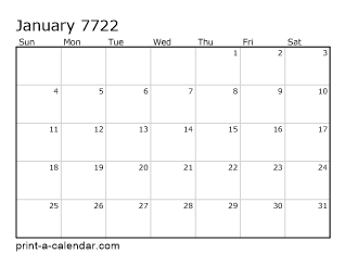 7722 Monthly Calendar