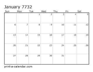 7732 Monthly Calendar