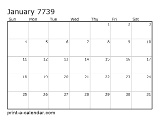 7739 Monthly Calendar