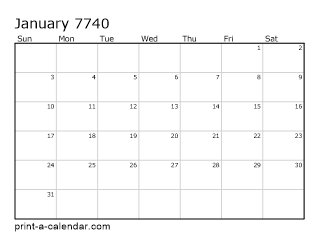 7740 Monthly Calendar