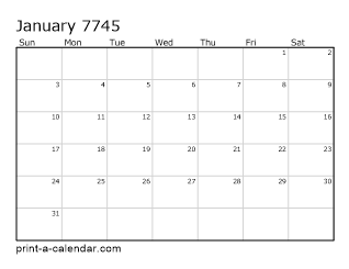 7745 Monthly Calendar