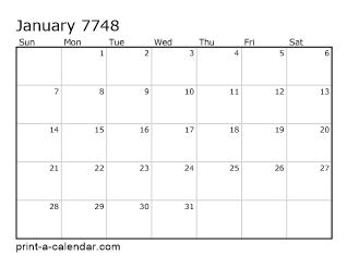 7748 Monthly Calendar
