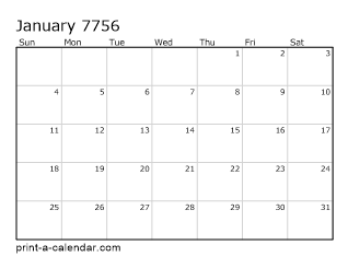 7756 Monthly Calendar